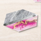 Roze marmer Diamond Glitter Paper Onderzetter (Schuin)