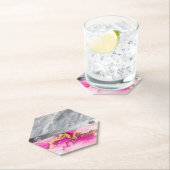 Roze marmer Diamond Glitter Paper Onderzetter (Insitu)