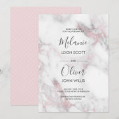 Roze Marmer Eenvoudige Bruiloft uitnodiging (Voorkant / Achterkant)