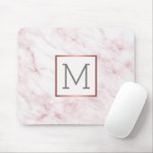 Roze marmer Elegant Monogram Muismat (Met muis)