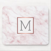Roze marmer Elegant Monogram Muismat (Voorkant)