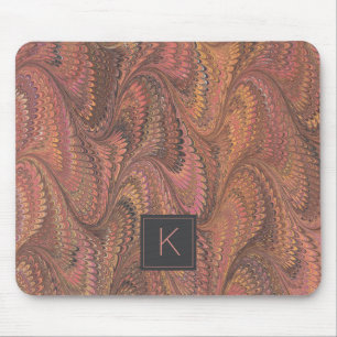 Roze marmer Elegant Monogram Muismat