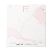 Roze marmer elegante bedrijfslogo notitieblok (Voorkant)