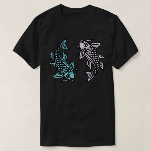 Roze marmer en Blue Water Koi Fish T-shirt (Design voorkant)