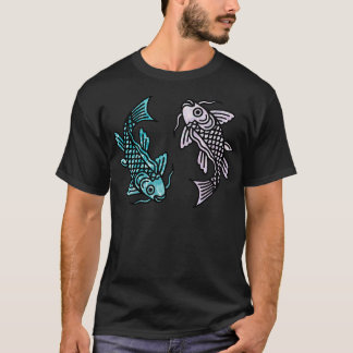 Roze marmer en Blue Water Koi Fish T-shirt