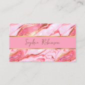  Roze Marmer en Faux Gold Visitekaartje Kortingskaartje (Voorkant)