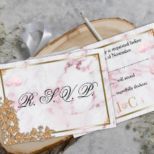 Roze marmer en Golden Pearls Wedding