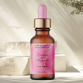Roze Marmer en Goud Cosmetica Dropper Fles Etiket