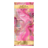 Roze Marmer en Goud Diensten Prijs Lijst Rack Kaar Reclamekaart (Voorkant)