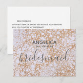 Roze marmer en goud Ik ben mijn bruidsmeisje. Uitnodiging Briefkaart (Voorkant / Achterkant)