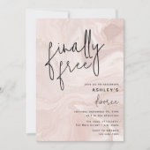 Roze Marmer en Gouden Echtscheiding Feest Viering Kaart (Voorkant)