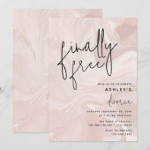 Roze Marmer en Gouden Echtscheiding Feest Viering Kaart (Voorkant / Achterkant)