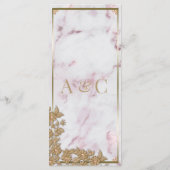 Roze marmer en goudparelbruiloft menu (Achterkant)