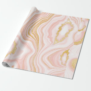 Roze marmer en goudtextuur cadeaupapier