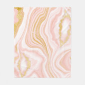 Roze marmer en goudtextuur fleece deken (Voorkant)