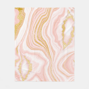 Roze marmer en goudtextuur fleece deken