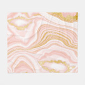 Roze marmer en goudtextuur fleece deken (Voorkant (Horizontaal))