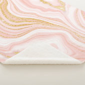 Roze marmer en goudtextuur sherpa deken (3/4)