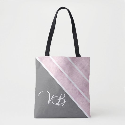 Roze marmer en grijs tote bag (Voorkant)