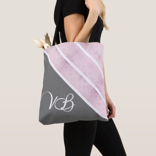 Roze marmer en grijs tote bag (Dichtbij)