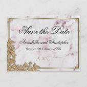 Roze marmer en Parelbruiloft sparen de datum Briefkaart (Voorkant)