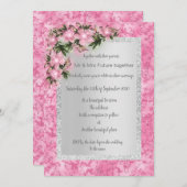 roze marmer floral bruiloft met roze floral Silver Kaart (Voorkant / Achterkant)