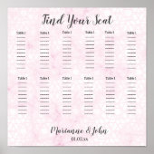 Roze marmer Geometric Wedding Seating Chart Poster (Voorkant)