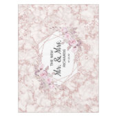 Roze Marmer Geometrisch Frame Trouw Monogram Tafelkleed (Voorkant)