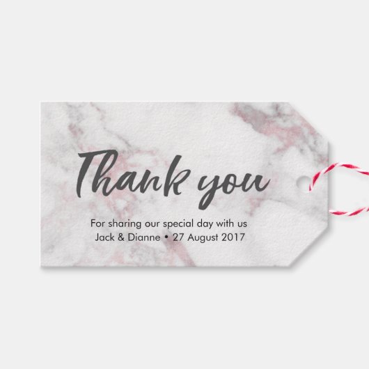 Roze Marmer gepersonaliseerd Dank u Favor labels Cadeaulabel (Voorkant (Horizontaal))