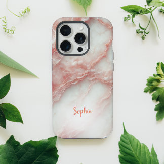 Roze Marmer Gepersonaliseerde iPhone Hoes 15 Pro Case