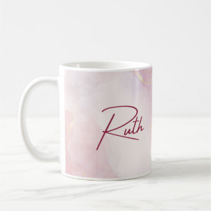Roze Marmer Gepersonaliseerde Naam Mok