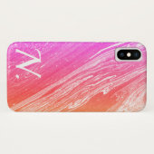 Roze, marmer gepolijst Stone Imitation & Monogram Case-Mate iPhone Case (Achterkant (horizontaal))