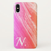Roze, marmer gepolijst Stone Imitation & Monogram Case-Mate iPhone Case (Achterkant)
