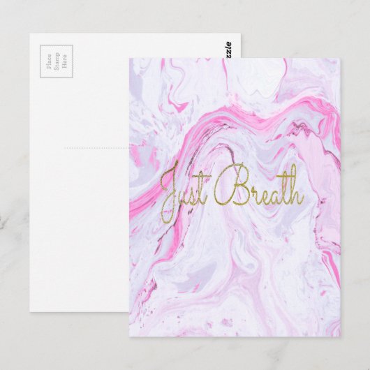 Roze Marmer Gewoon ademen ontwerp Briefkaart (Voorkant / Achterkant)