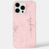 Roze Marmer Glam Onderschrift Case-Mate iPhone Case (Achterkant)