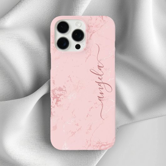 Roze Marmer Glam Onderschrift Case-Mate iPhone Case