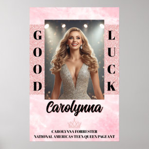 Roze Marmer Glamour Wedstrijd Afscheid Deur Poster