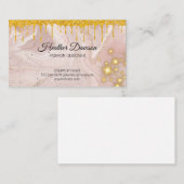 Roze marmer | Glitter Drip (goudglitter) | Golden  Visitekaartje (Voorkant / Achterkant)