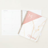 Roze Marmer Glitter Meisjesachtig Monogram Planner (Display)