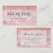 Roze Marmer Glitter Ombre Glam Girly Salon Visitekaartje (Voorkant / Achterkant)