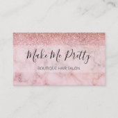 Roze Marmer Glitter Ombre Glam Girly Salon Visitekaartje (Voorkant)