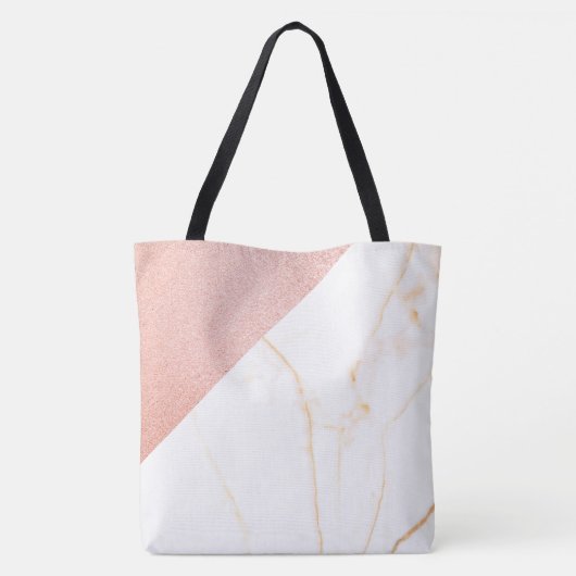 Roze marmer Glitter Trendy Initiaal Naam Monogram Tote Bag (Achterkant)