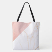 Roze Marmer Glitter Trendy Initiële Naam Monogram Tote Bag (Achterkant)