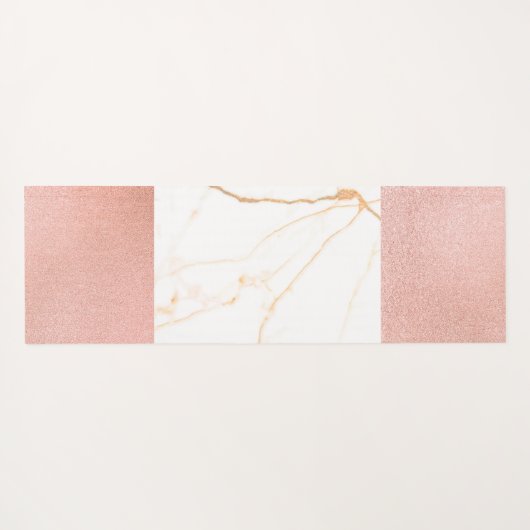 Roze marmer Glitter Trendy Monogram Yogamat (Achterkant (horizontaal))