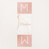 Roze marmer Glitter Trendy Monogram Yogamat (Voorkant)