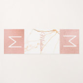 Roze marmer Glitter Trendy Monogram Yogamat (Voorkant (horizontaal))