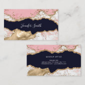 Roze marmer Gold Agate Modern Elegant Visitekaartje (Voorkant / Achterkant)