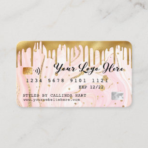 Roze marmer Gold Drip-creditcard stijl Visitekaartje