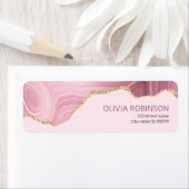 Roze marmer Gold Glitter Etiket (Insitu)