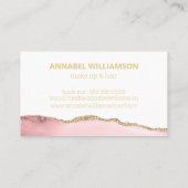 Roze marmer & Gold Glitter Makeup Visitekaartje (Achterkant)